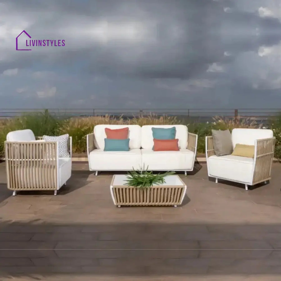 Suyin All-Weather Rope 4- Seater Sofa Set With Glass Top Table - Sofa Set