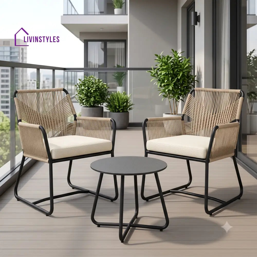 Suzanne Outdoor Set 2 Chairs and 1 Table | Balcony Furniture Set