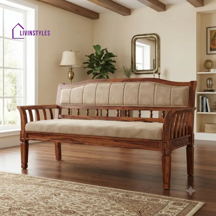 Suzzie Wooden Bench for Living Room | Bedroom | Extra Seating