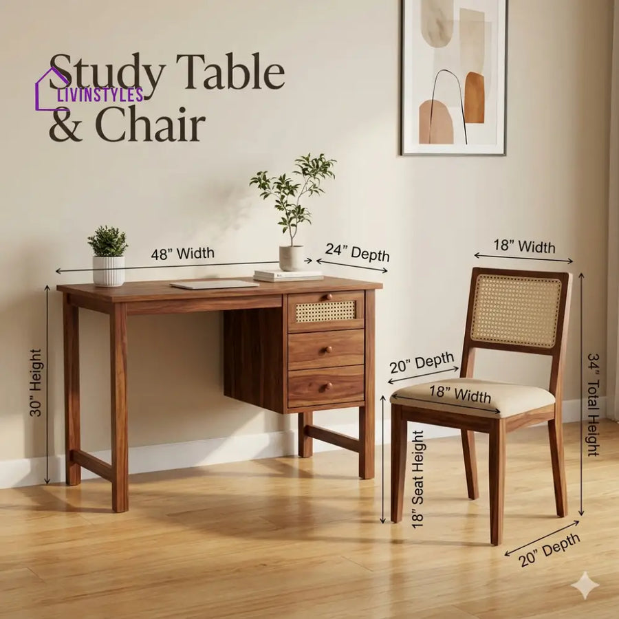 Svetlana Sheesham Wood Study Table and Chair Set for Students | Kids | Adults