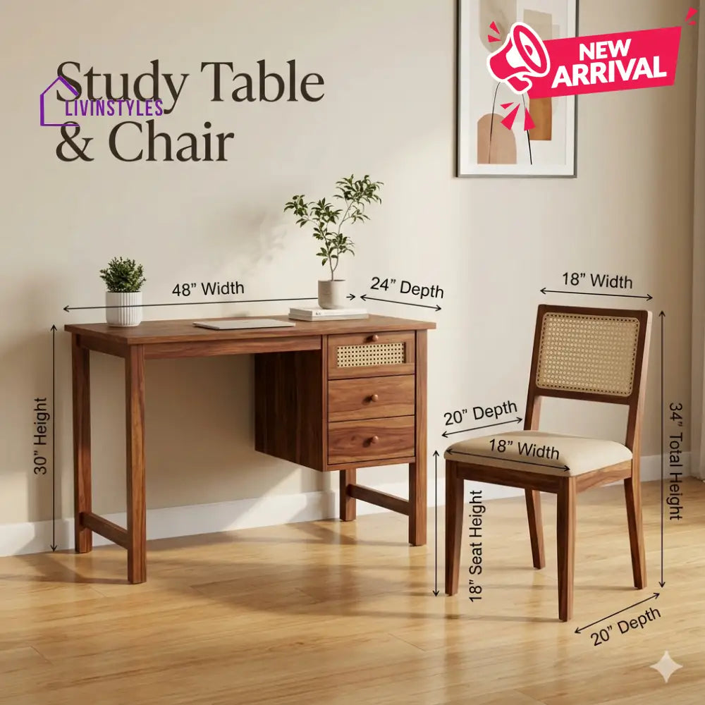Svetlana Sheesham Wood Study Table and Chair Set for Students | Kids | Adults