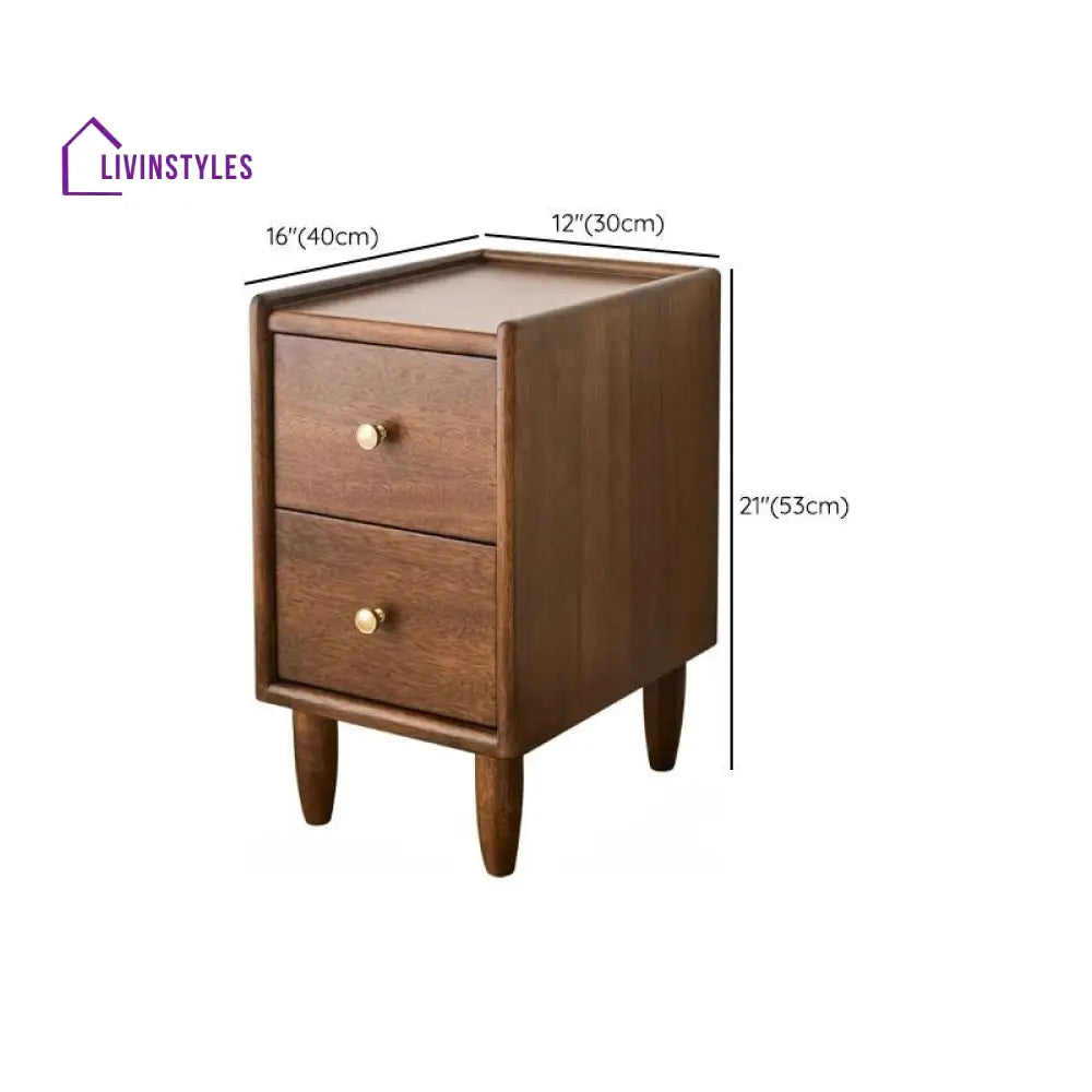 Svetlana Solid Walnut Wood Bedside Table for Luxury Homes