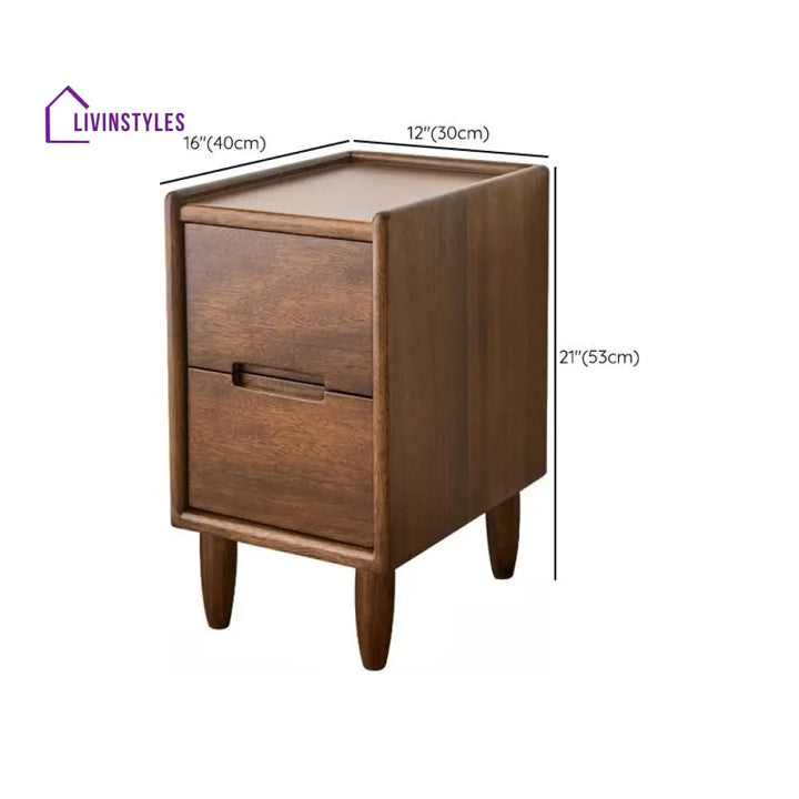 Svetlana Solid Walnut Wood Bedside Table for Luxury Homes