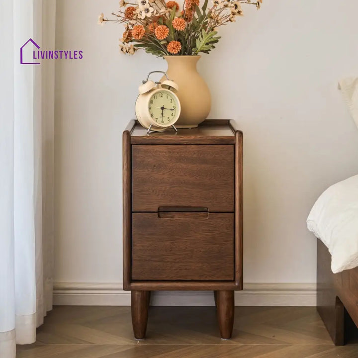 Svetlana Solid Walnut Wood Bedside Table for Luxury Homes