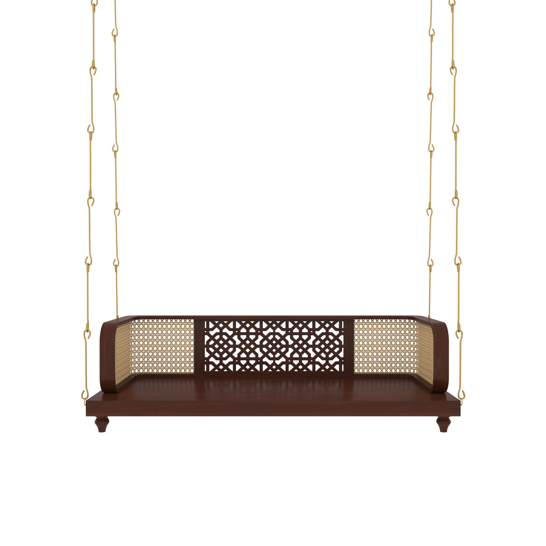Ela Handcrafted Wooden Swing with Traditional Carving – Perfect for Elegant Living Spaces