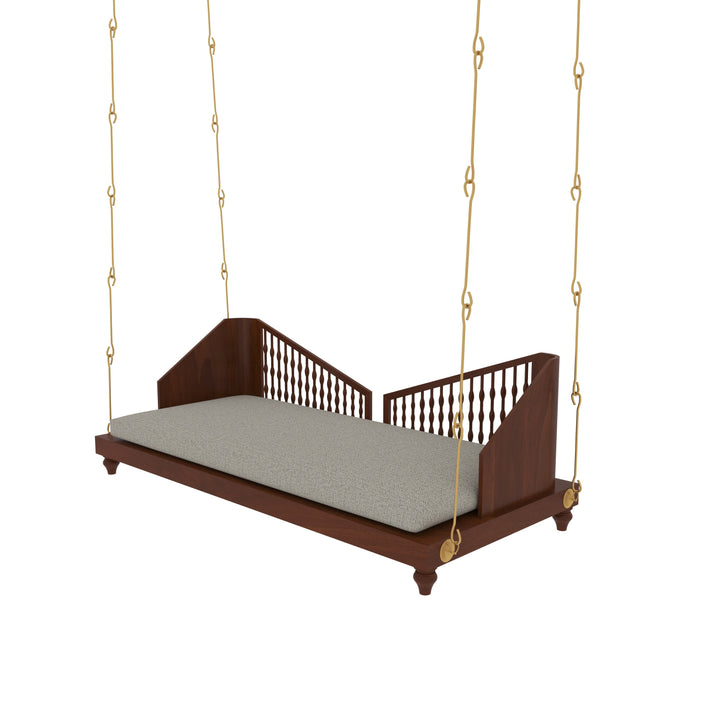 Eira Elegant Wooden Swing with Spindle Backrest and Cushion – Classic Comfort for Modern Homes