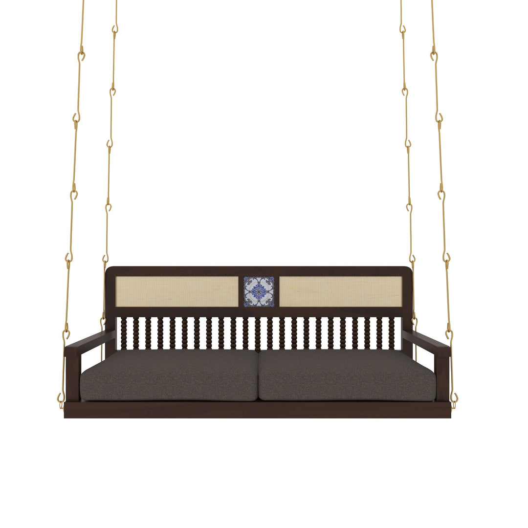Diya Classic Wooden Swing with Cushioned Comfort and Traditional Detailing