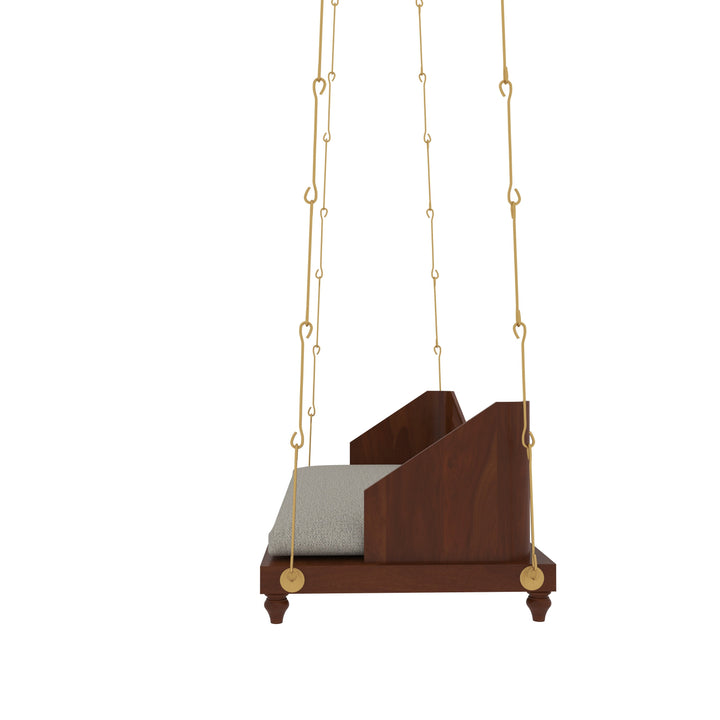 Eira Elegant Wooden Swing with Spindle Backrest and Cushion – Classic Comfort for Modern Homes