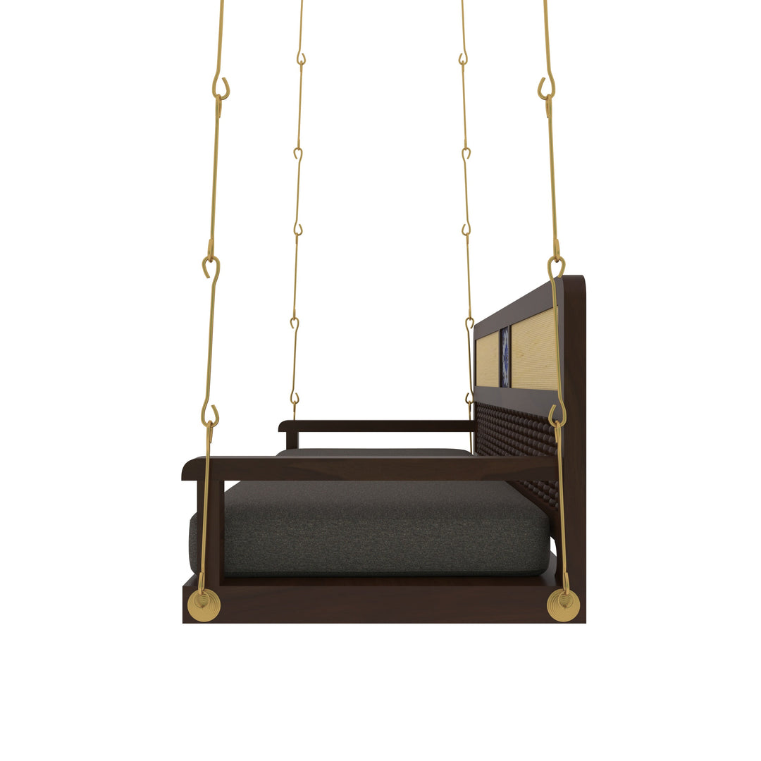 Diya Classic Wooden Swing with Cushioned Comfort and Traditional Detailing