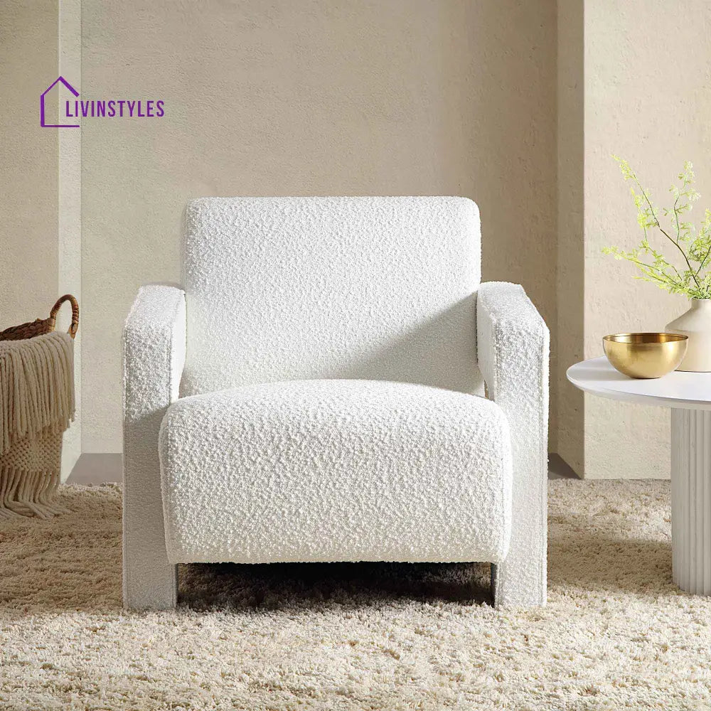 Brompton Sculptural Armchair White Boucle Accent Chairs