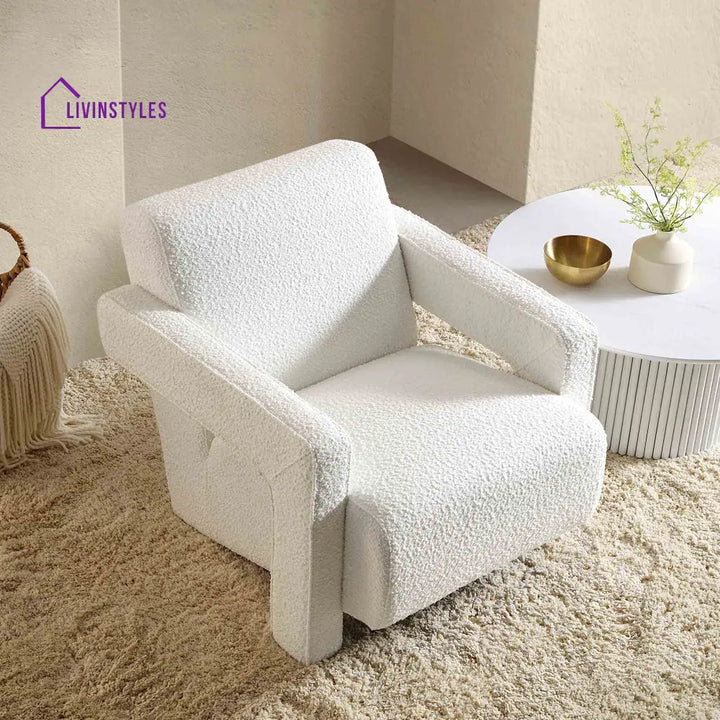 Brompton Sculptural Armchair White Boucle Accent Chairs
