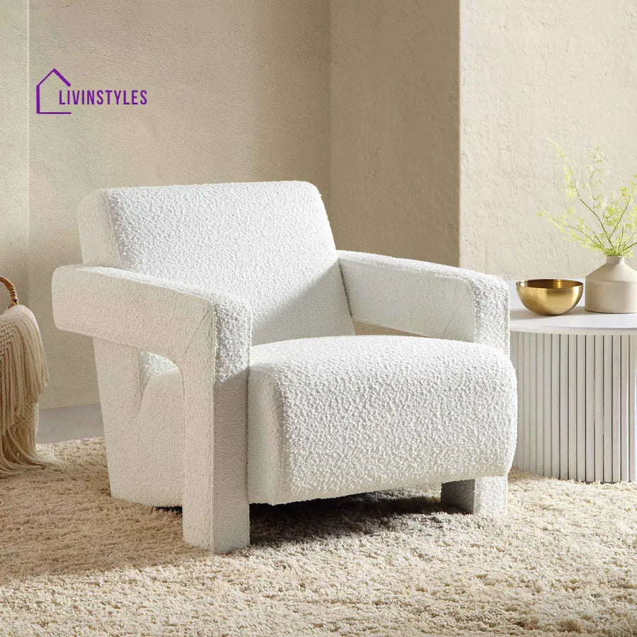 Brompton Sculptural Armchair White Boucle Accent Chairs