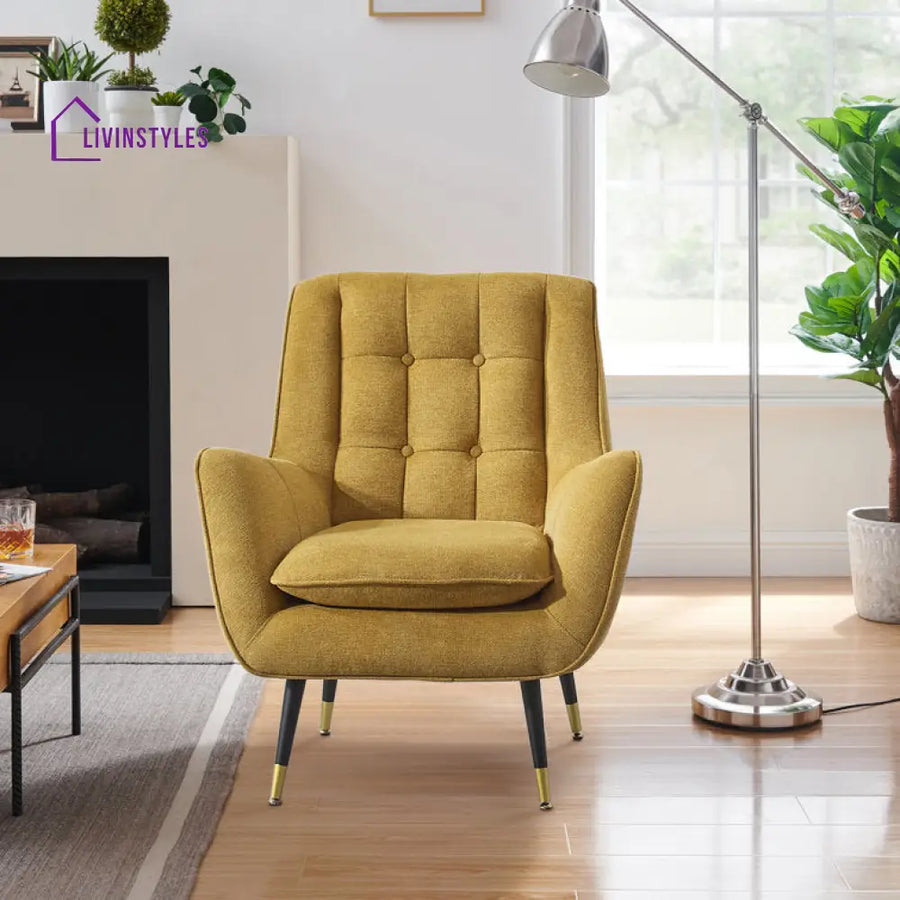 Swasti Solid Wood and Fabric Arm Chair | Living Room Chair | Lounge Chair