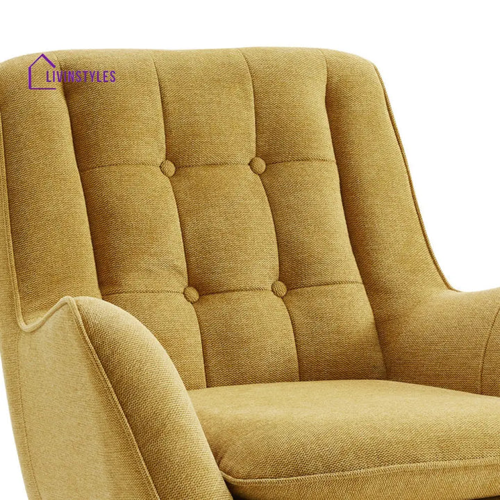 Swasti Solid Wood and Fabric Arm Chair | Living Room Chair | Lounge Chair