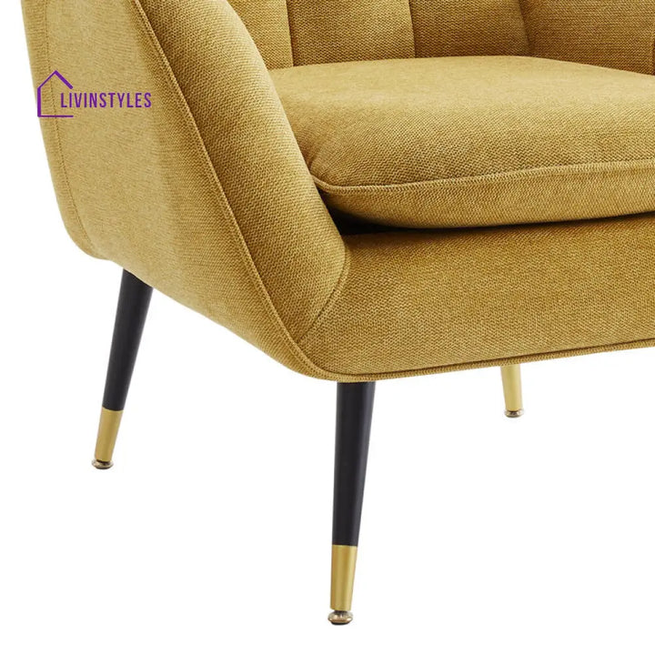 Swasti Solid Wood and Fabric Arm Chair | Living Room Chair | Lounge Chair