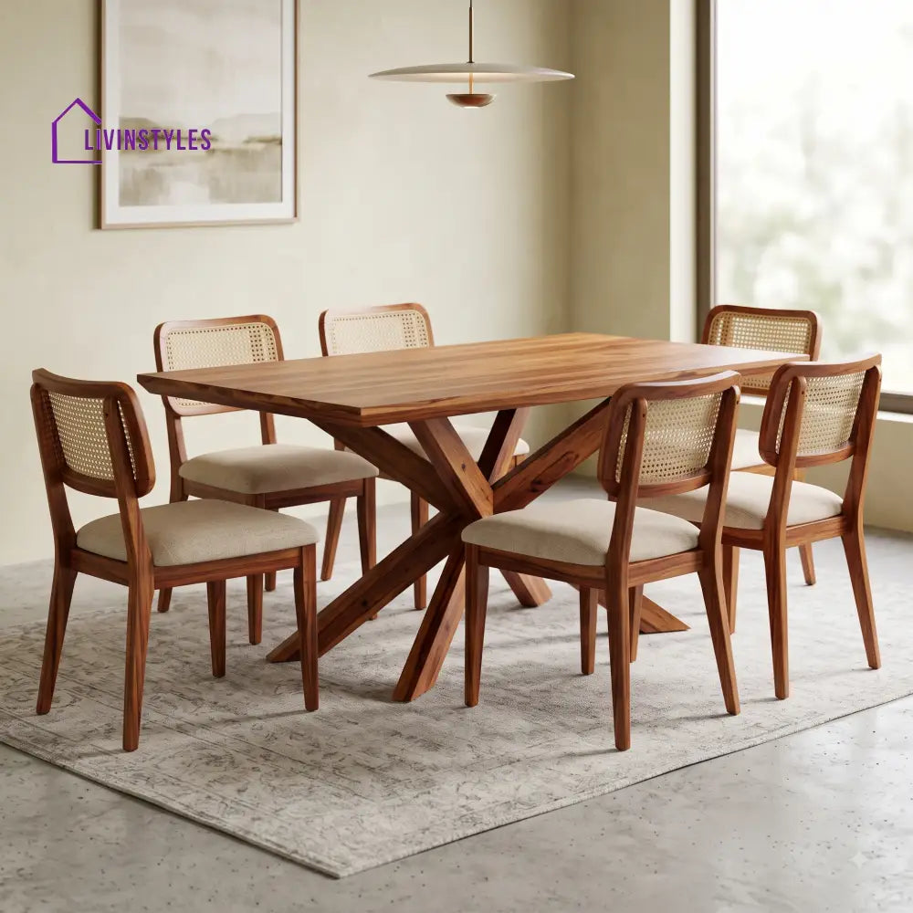 Swathi Premium Wooden 6 Seater Dining Table Set