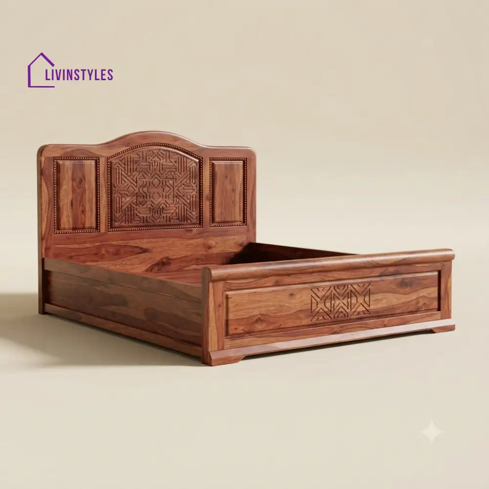 Swathi Sheesham Wood Bed With Box Storage | Wooden Bed