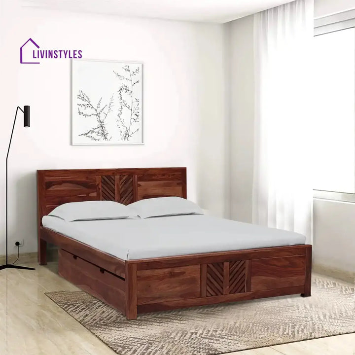 Elista Sheesham Wood Storage Beds With Drawer Queen / Honey Bedroom Furniture Sets