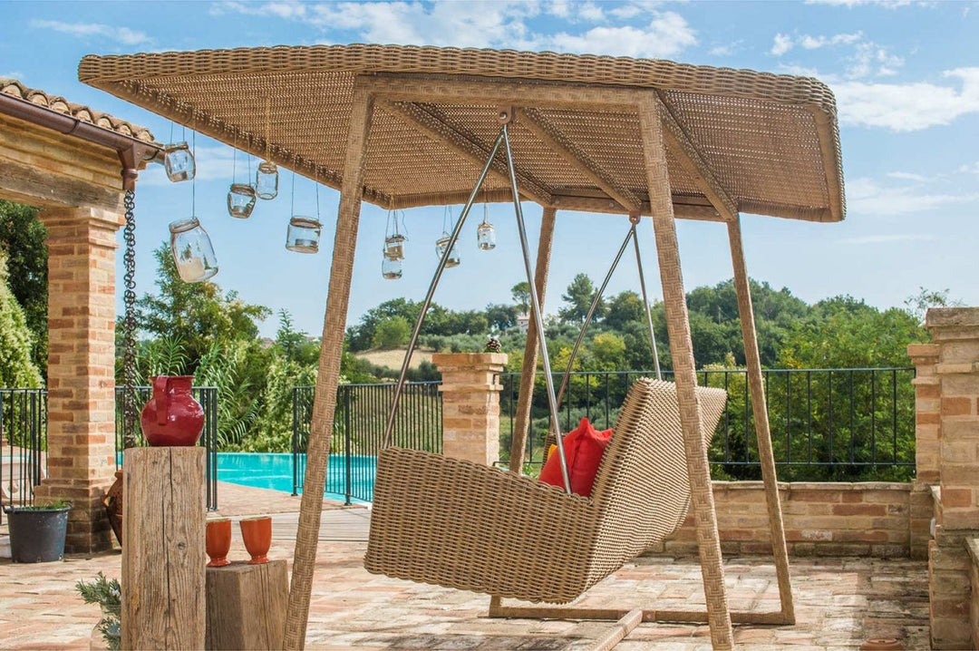 Jazz Three Seater Hanging Swing With Stand For Balcony , Garden Swing (Tan)