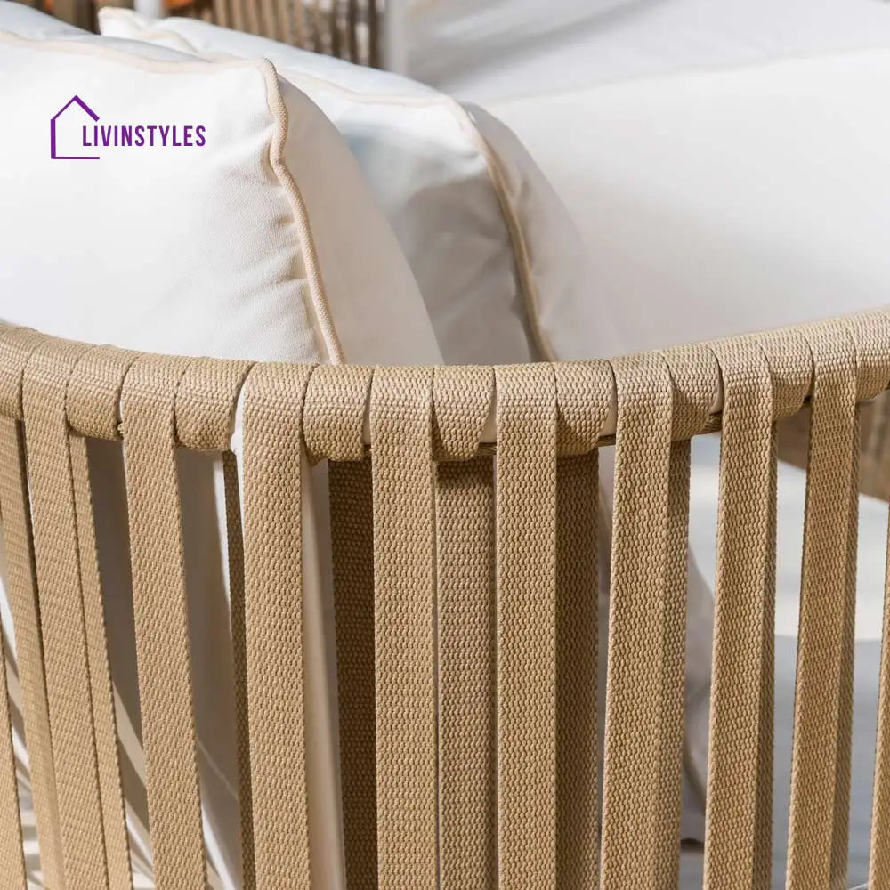 Swoop Outdoor Garden Balcony Sofa Set 2 Seater 2 Single seater and 1 Table Set (Beige + White) - Sofa Sets
