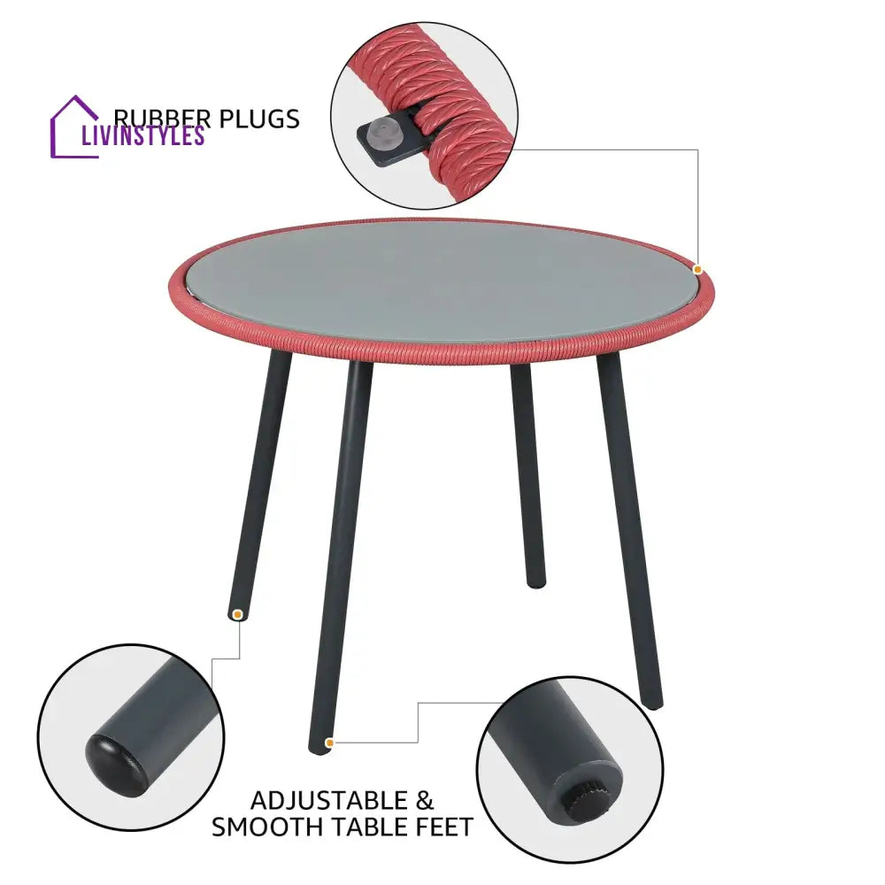 Swoosh Patio Seating Set 4 Chairs and 1 Table Set (Light Red) - Coffee Table Sets