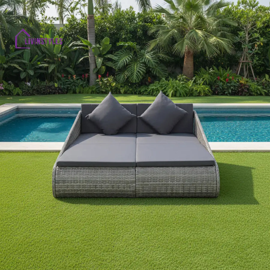 Sylvana Outdoor Poolside Sunbed With Cushion Daybed (Grey) - Sunbed