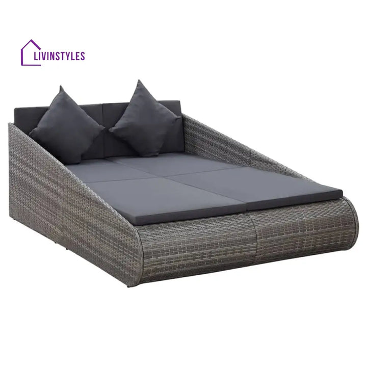 Sylvana Outdoor Poolside Sunbed With Cushion Daybed (Grey) - Sunbed