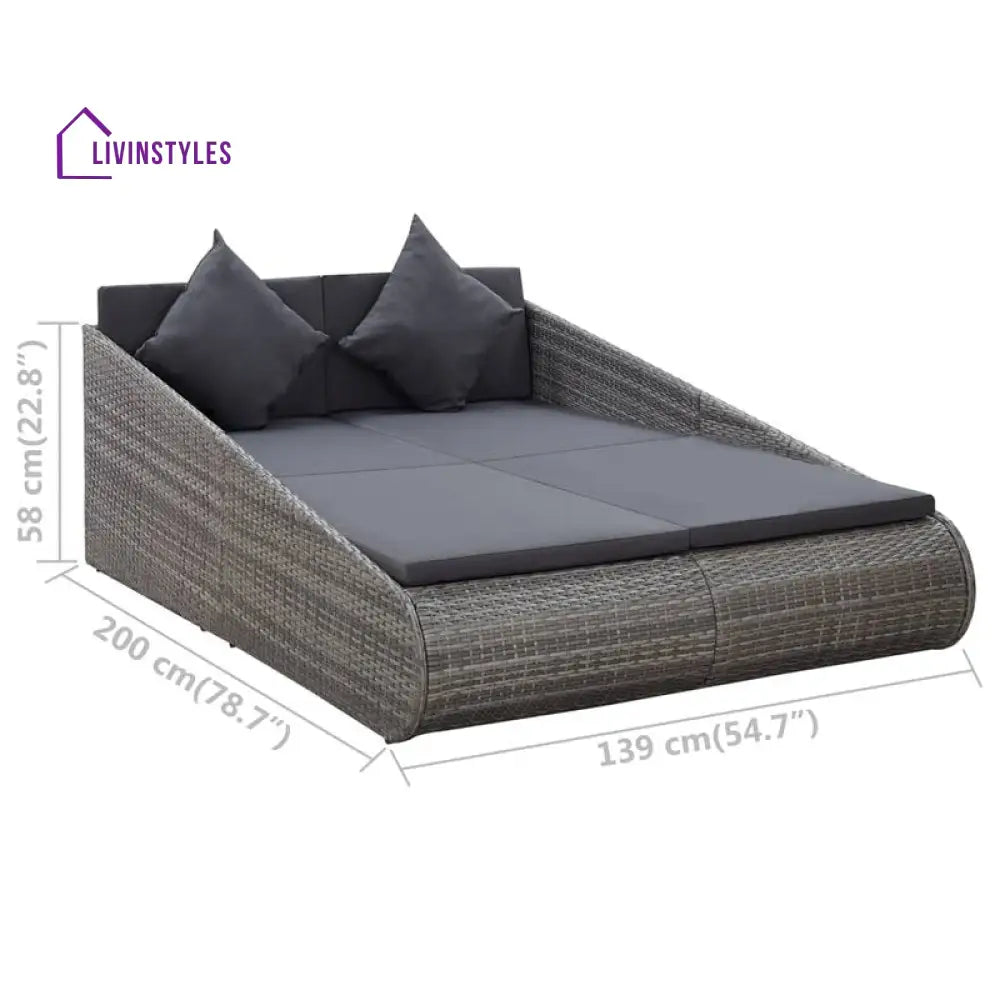 Sylvana Outdoor Poolside Sunbed With Cushion Daybed (Grey) - Sunbed