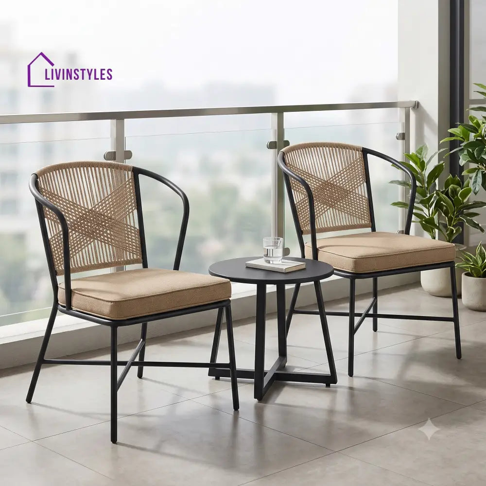 Sylvie Outdoor Set 2 Chairs and 1 Table | Balcony Furniture Set
