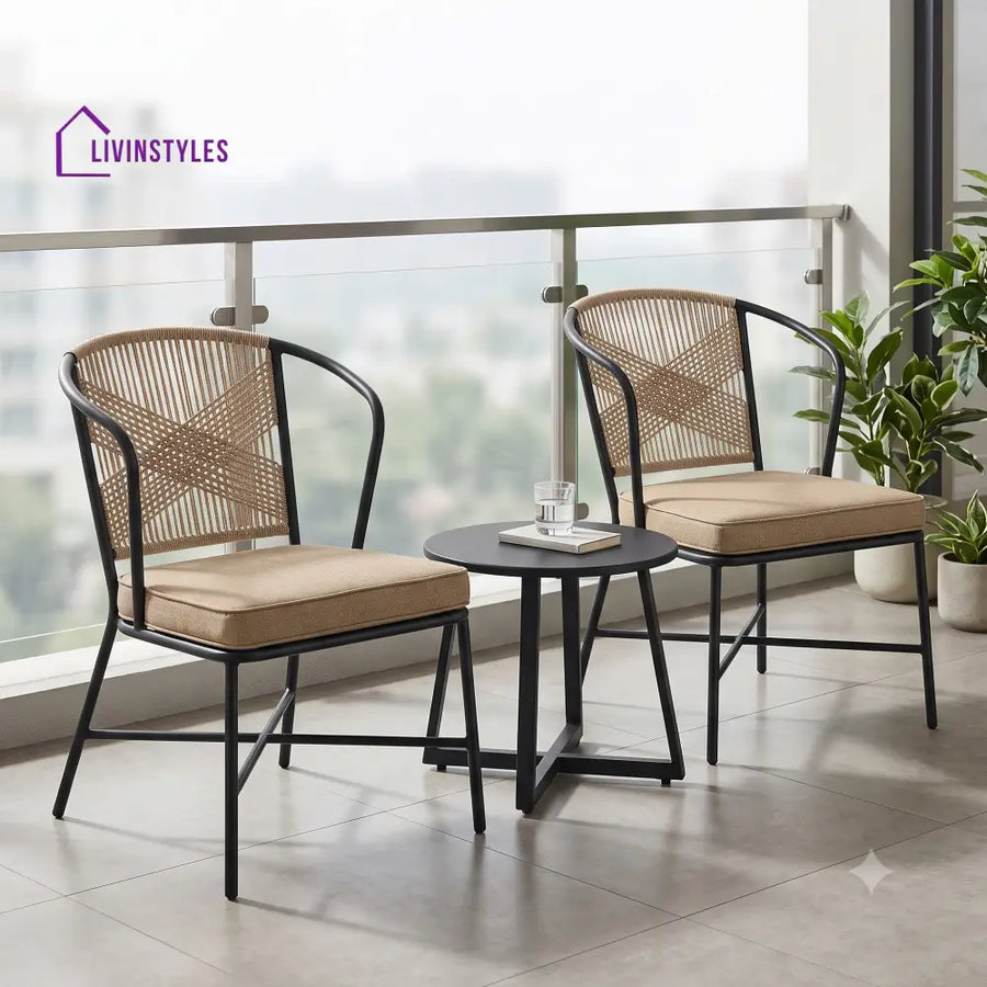 Sylvie Outdoor Set 2 Chairs and 1 Table | Balcony Furniture Set