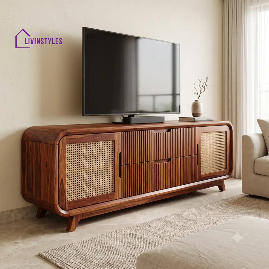 Sylvie Solid Sheesham Wood Tv Unit for Living Room | Tv Cabinet | Tv Console Unit
