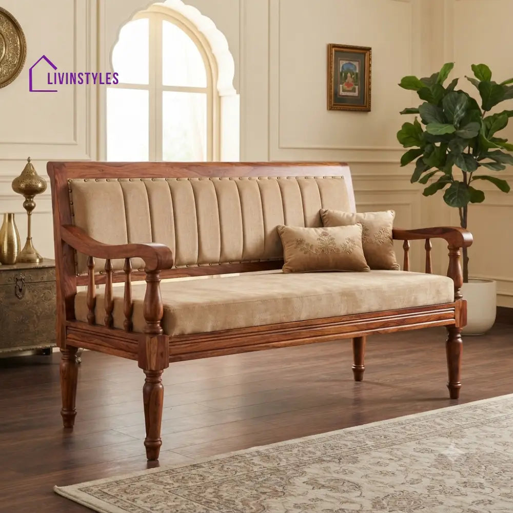 Sylvie Wooden Bench for Living Room | Bedroom | Extra Seating