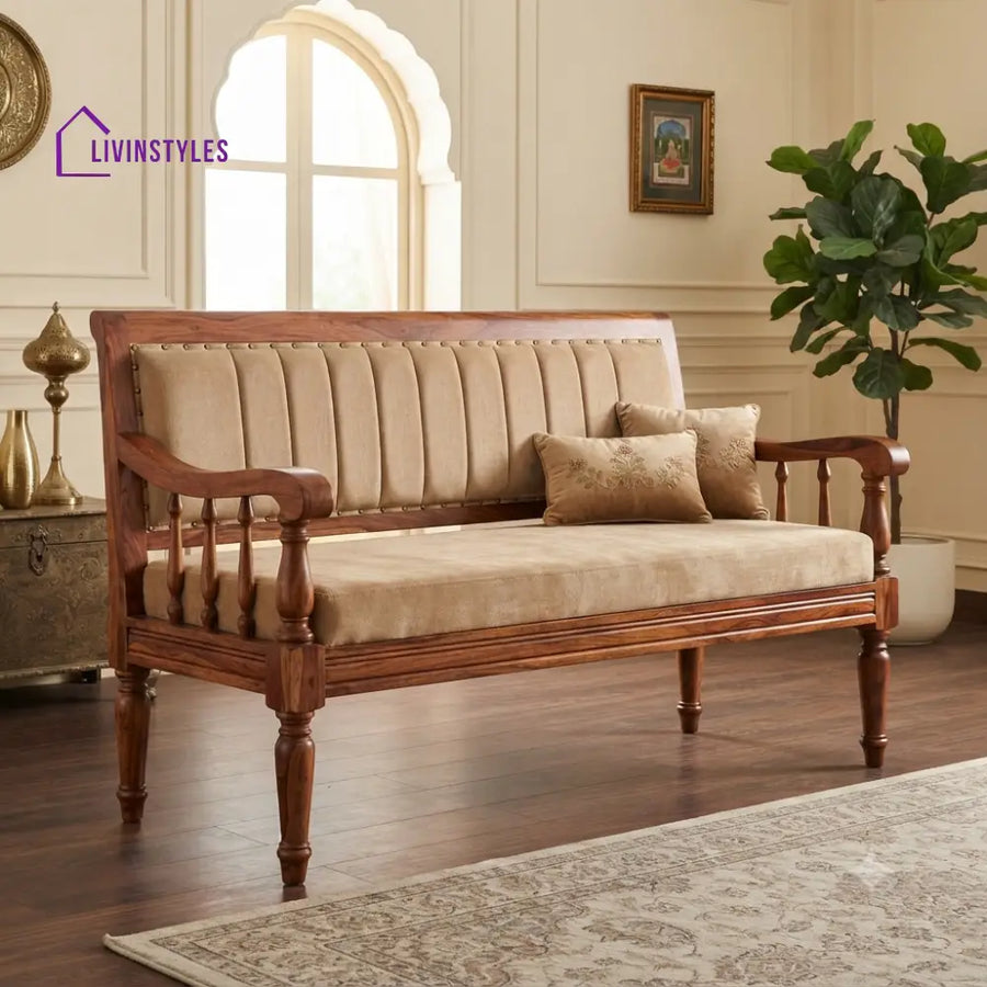 Sylvie Wooden Bench for Living Room | Bedroom | Extra Seating