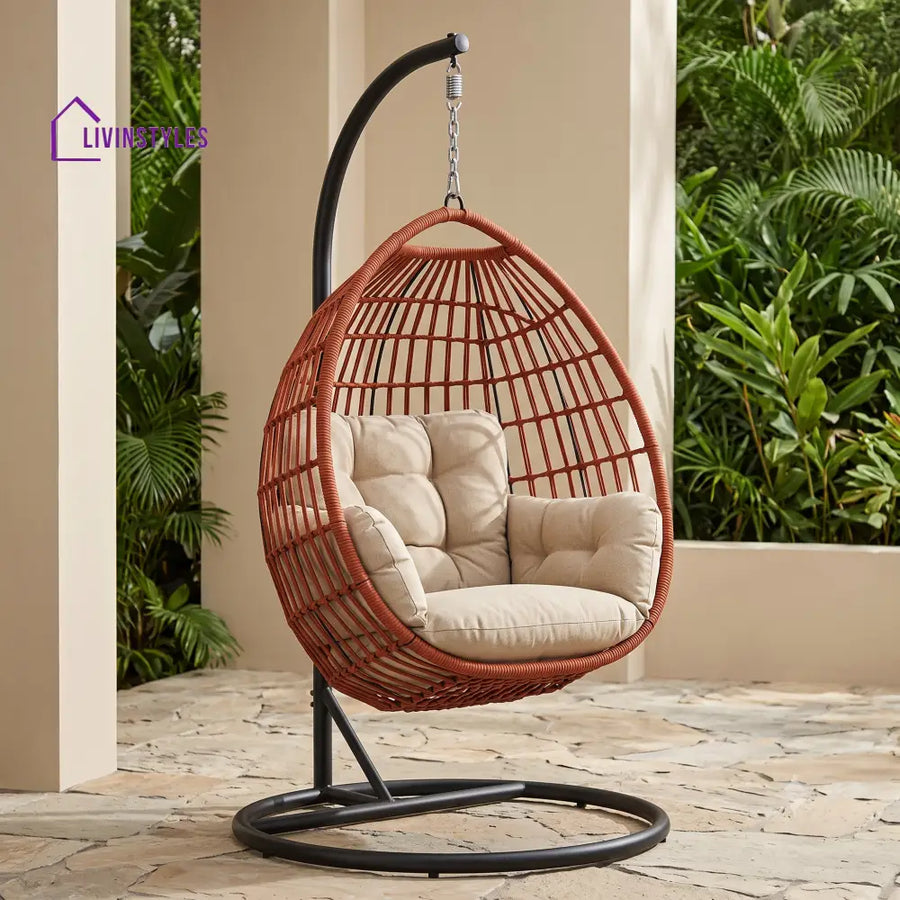 Sylwia Premium MS Frame with Powder Coated Outdoor Swing Chair with Stand