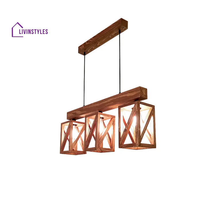 Symmetric Brown Wooden Series Hanging Lamp Lamps