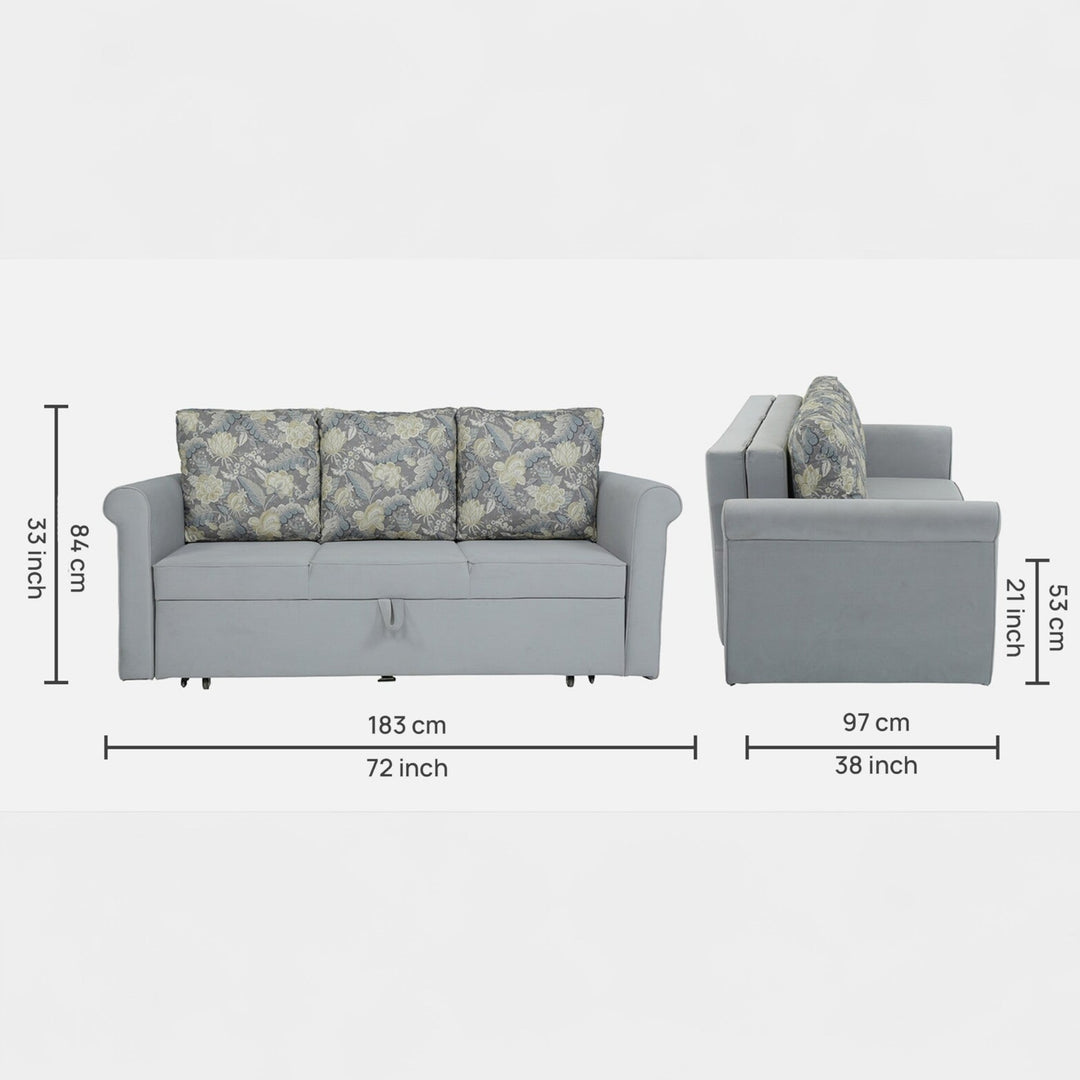 Symphony Sofa Cum Bed in Ash Grey Colour