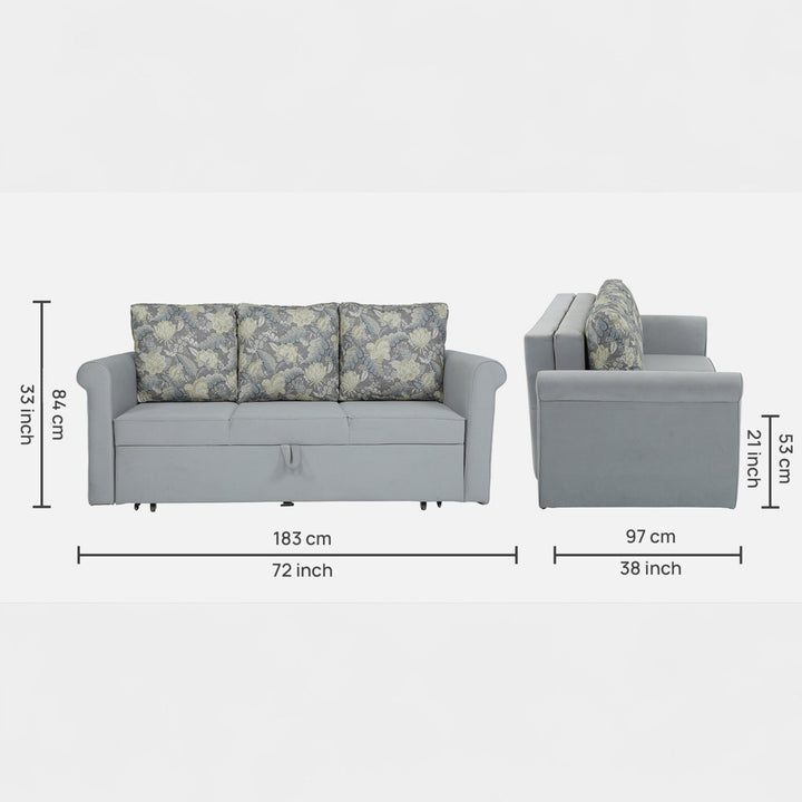 Symphony Sofa Cum Bed in Ash Grey Colour