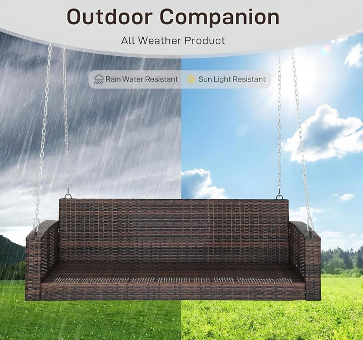 Nioga Three Seater Hanging Swing Without Stand For Balcony , Garden Swing (Brown)