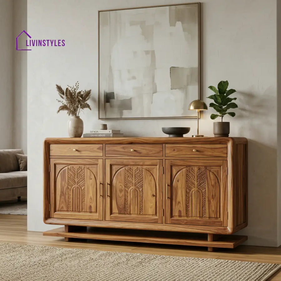Taika Sheesham Wood Cabinet and Sideboard (Honey Finish)