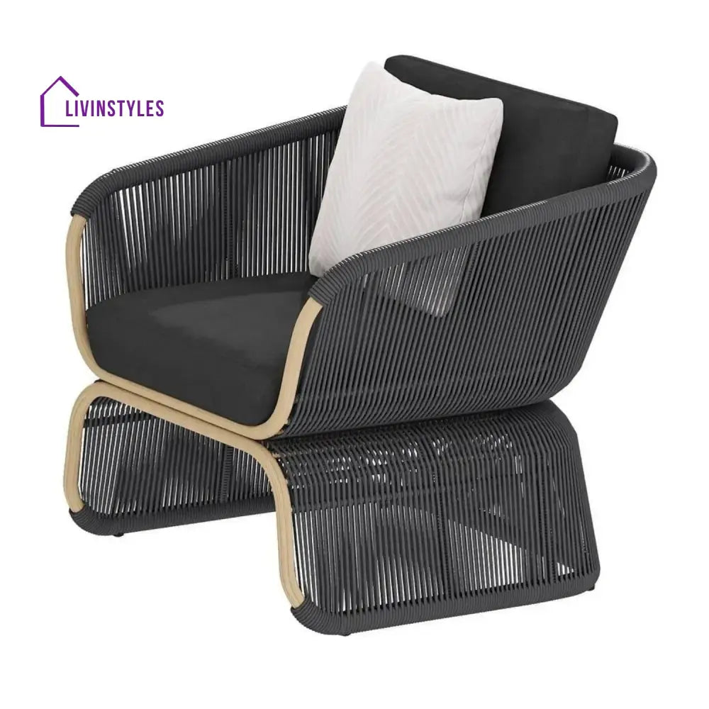 Taima Outdoor Braided Rope Sofa Set With 2-Tier Glass Top Table - Sofa Set
