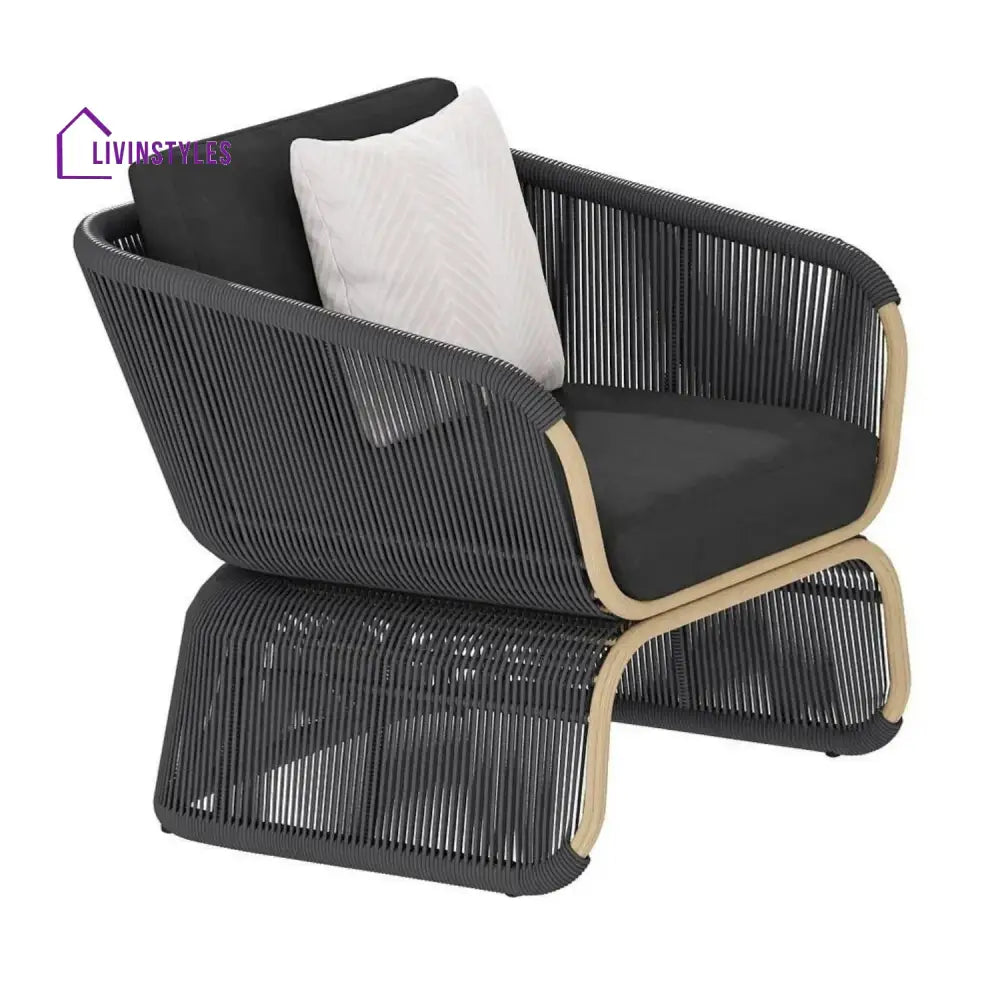 Taima Outdoor Braided Rope Sofa Set With 2-Tier Glass Top Table - Sofa Set