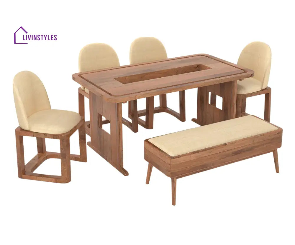 Taisiya Dining Table with 4 Chairs and Bench