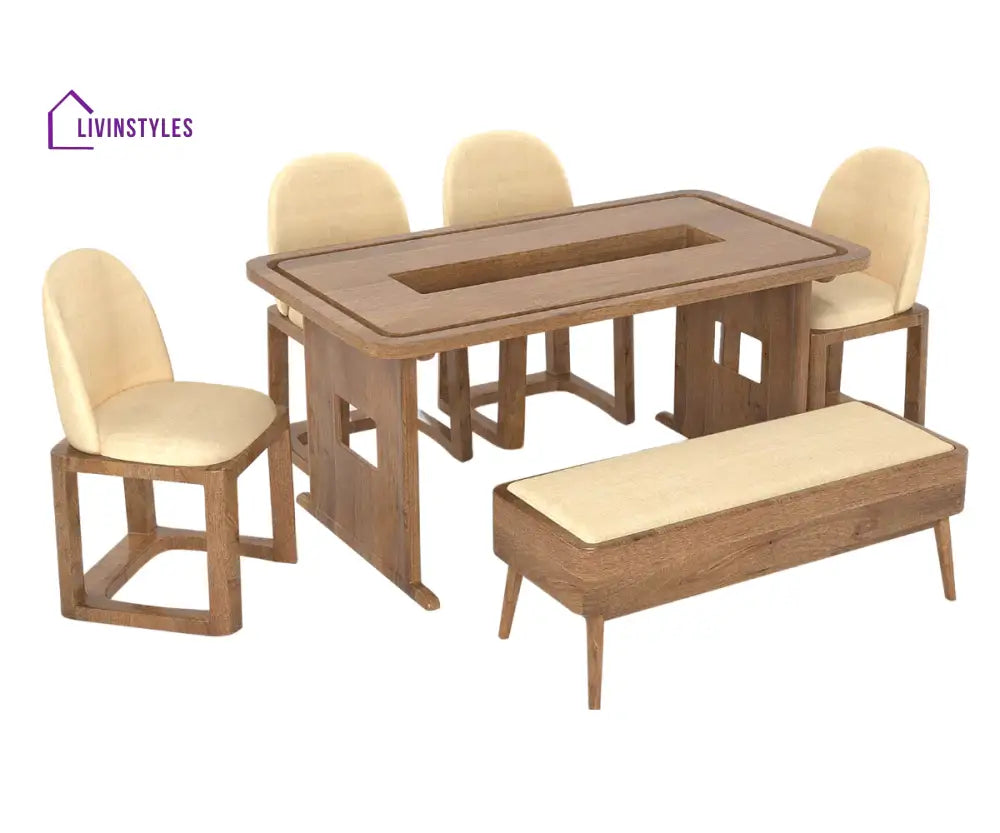 Taisiya Dining Table with 4 Chairs and Bench