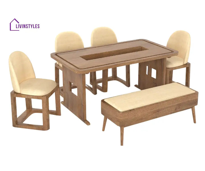 Taisiya Dining Table with 4 Chairs and Bench