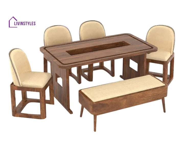 Taisiya Dining Table with 4 Chairs and Bench