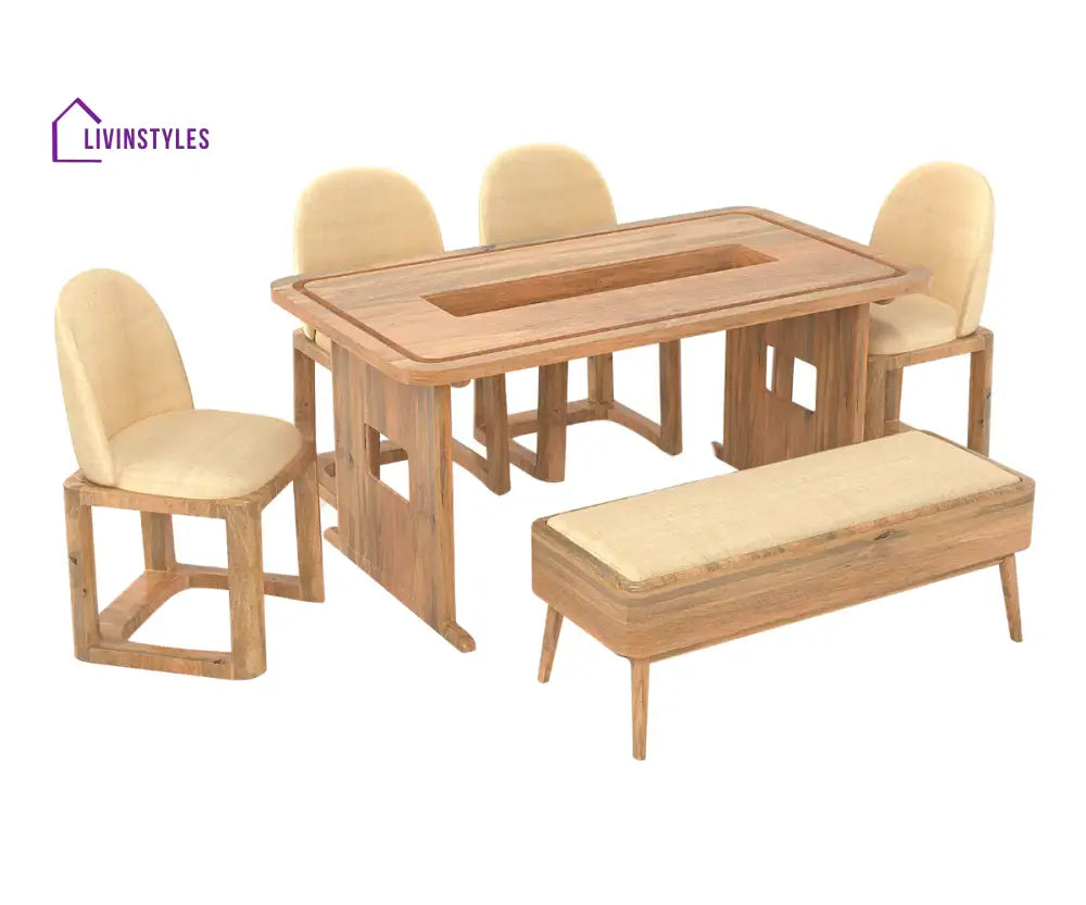 Taisiya Dining Table with 4 Chairs and Bench