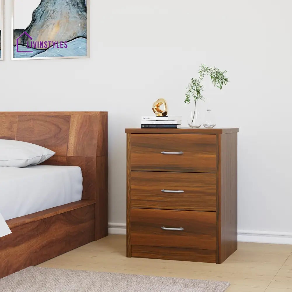 Stepan Engineered Wood Nightstand (Classic Walnut) Home Furniture