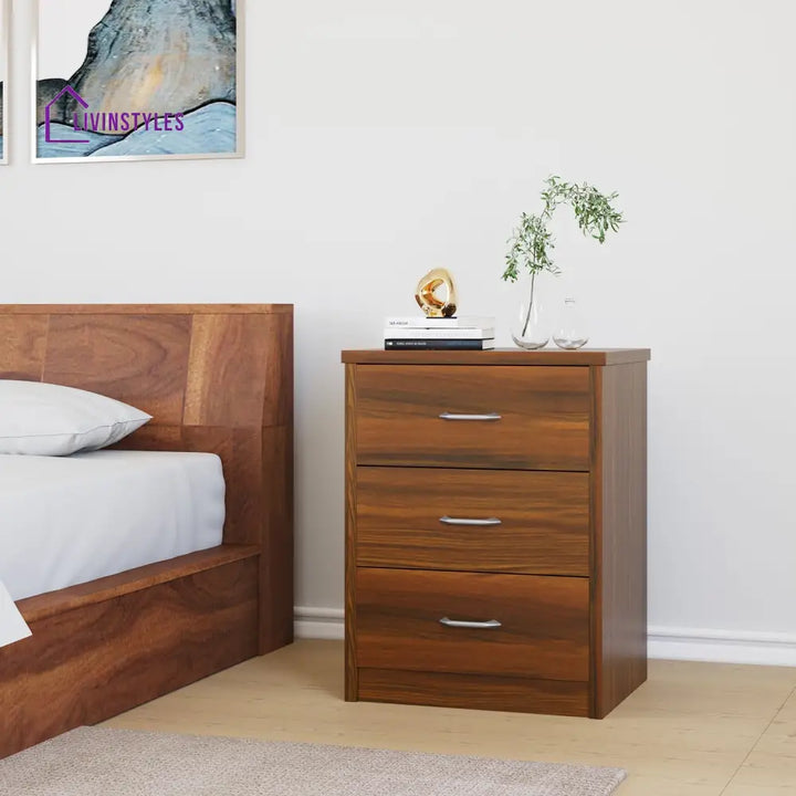 Stepan Engineered Wood Nightstand (Classic Walnut) Home Furniture