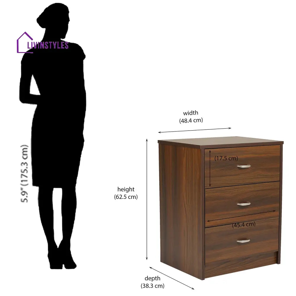 Stepan Engineered Wood Nightstand (Classic Walnut) Home Furniture