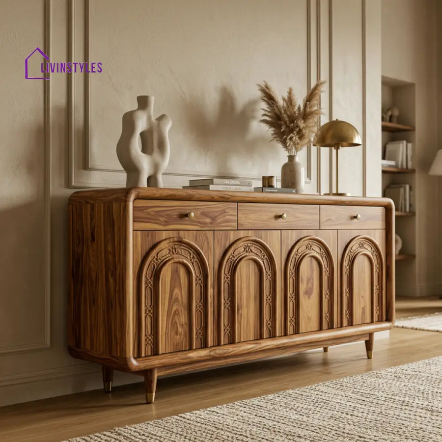 Talia Sheesham Wood Cabinet and Sideboard (Honey Finish)